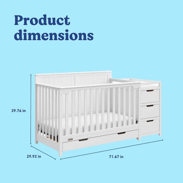 3Yページ Graco Hadley White 4-in-1 Convertible Crib and Changer with Drawer