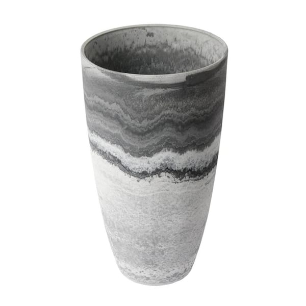 Algreen Acerra 12 in. x 20 in. Marble Curved Patio Vase Garden Planter (2-Pack)