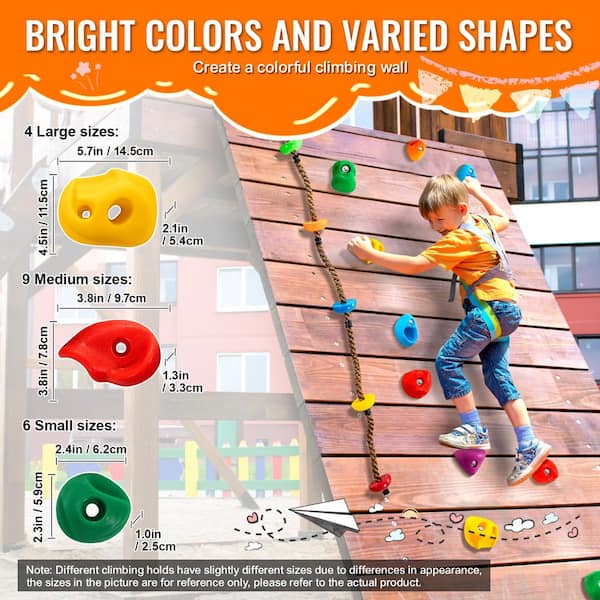 VEVOR 32-Rock Climbing Holds, Multi-Size and Multi-Colored Climbing Rocks  for Kids and Adults, Rock Wall Holds PYZJTZ32PCSW6QHSTV0 - The Home Depot