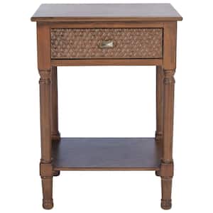 Halton 19 in. Brown Rectangle Wood End Table with Drawers