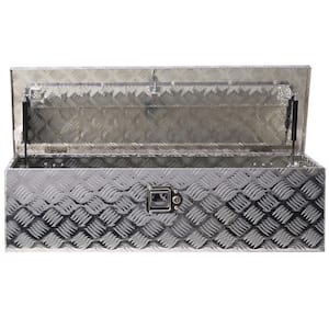 10 in. H x 39 in. W x 13 in. D Silver Aluminum Tool Box, Heavy-Duty Truck Bed Tool Box Cube Storage Bin with Lock Keys