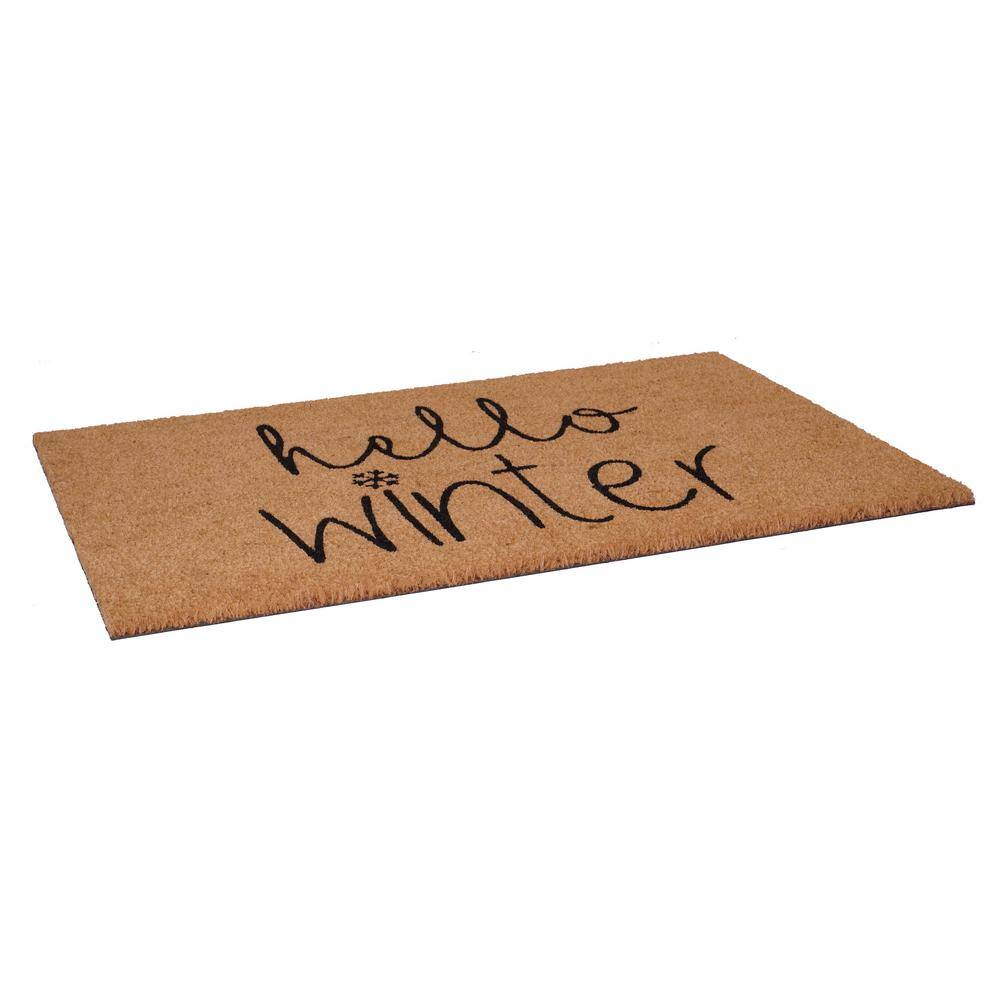 Hello Winter Coir Rectangular Outdoor Doormat