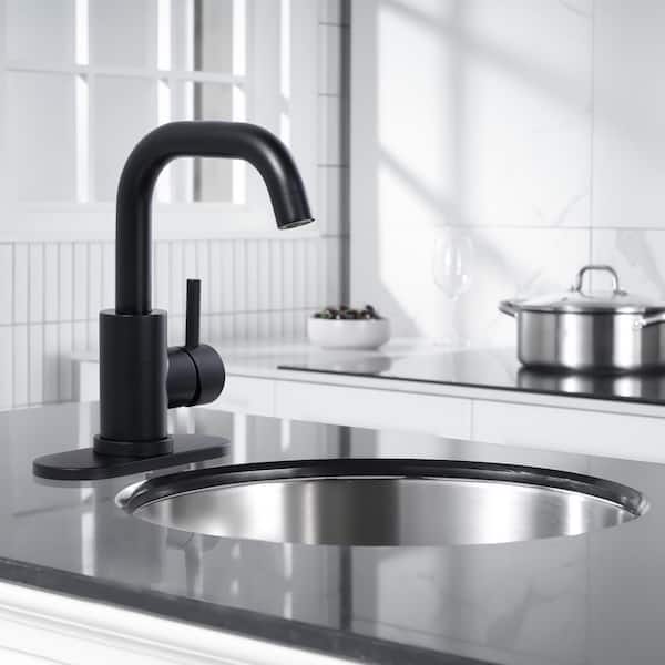 8.9 in. Single Handle Bar Faucet Deckplate Included in Matte Black