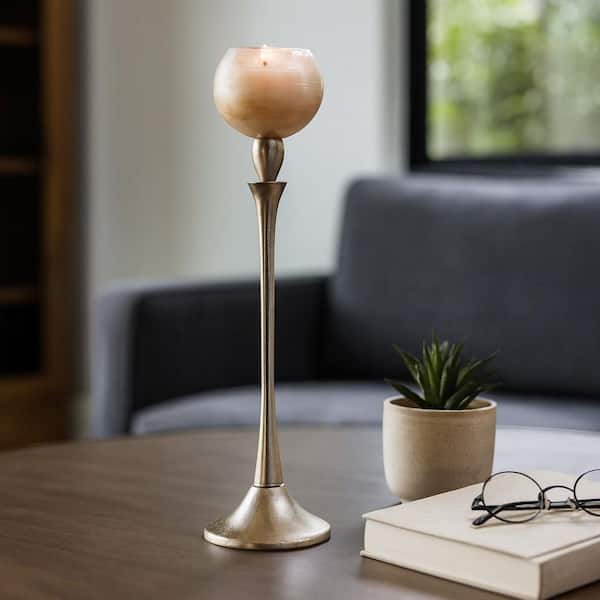 Liv & Skye White 20 in. Glass Opal Goblet Votive Holder with Sleek Design