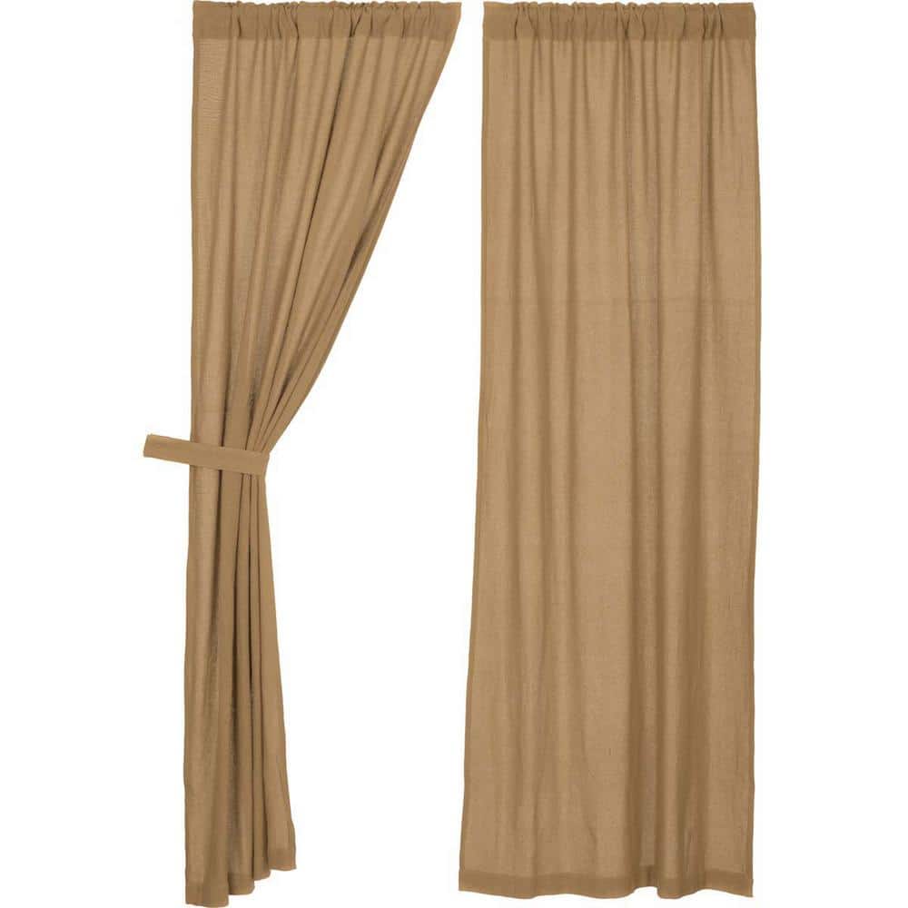 Natural Burlap Cotton Light-Filtering Rod Pocket Curtain Panels, 84" x 40"