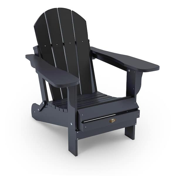 Leisure Line Recycled Black Folding Plastic Adirondack Chair