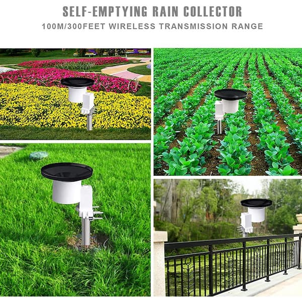 Plastic Wireless Rain Gauge Weather Station with Indoor Thermometer and Hygrometer