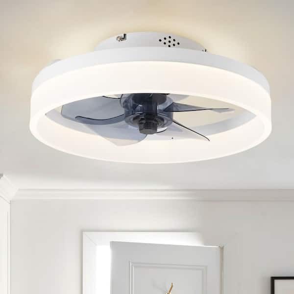Tivleed COPY 0 15.75 in. Indoor Modern White LED Double Tier Light Ceiling Fan Light with Light App and Remote, Dimmable