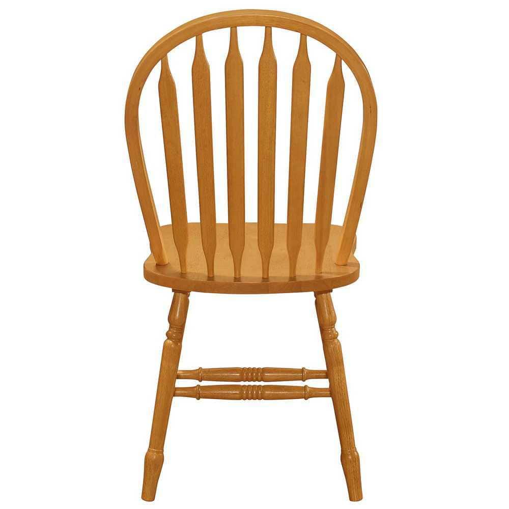 Light Oak High Back Windsor Solid Wood Side Chair Set