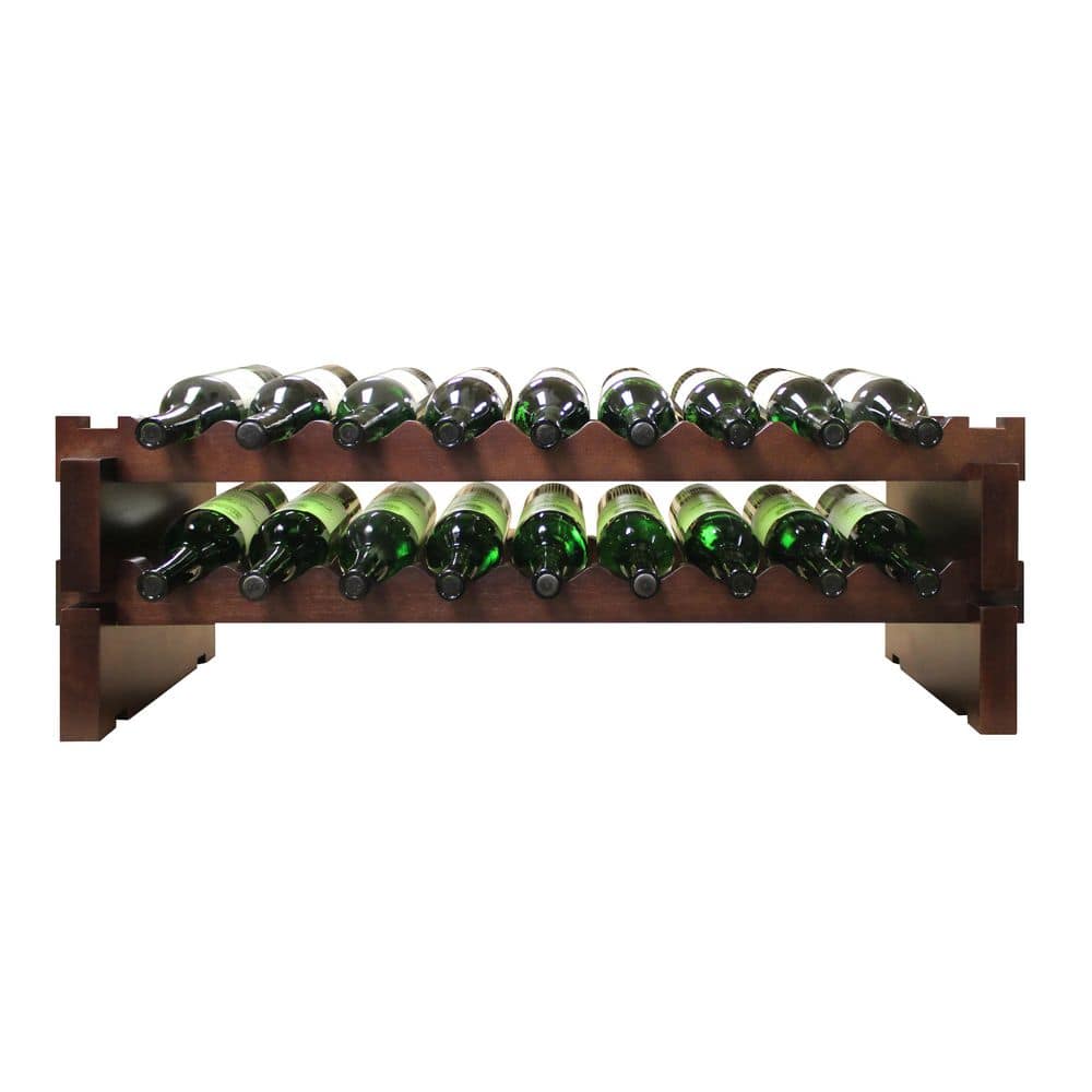 2 x 9 Bottle Modular Wine Rack, Stained