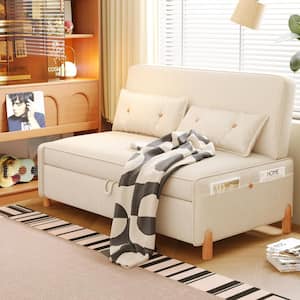 55.12 in. Width Beige Folding Twin Sleeper Size Corduroy Fabric Sofa Bed