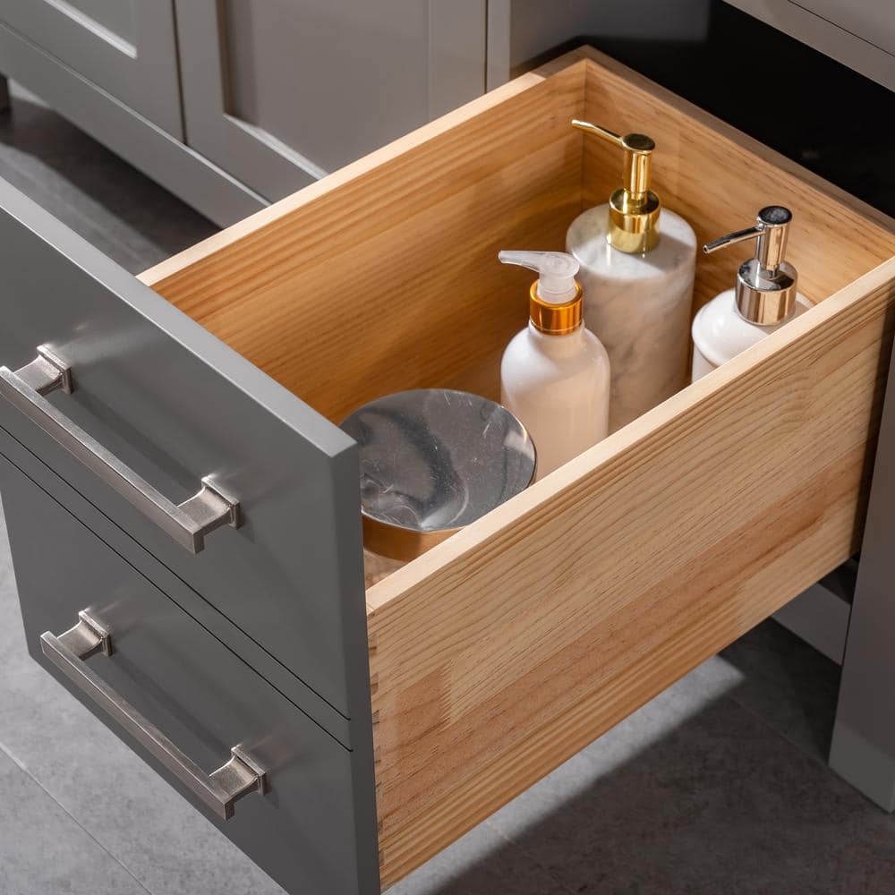 Jasper 42'' Gray Freestanding Bathroom Vanity with Carrara Top