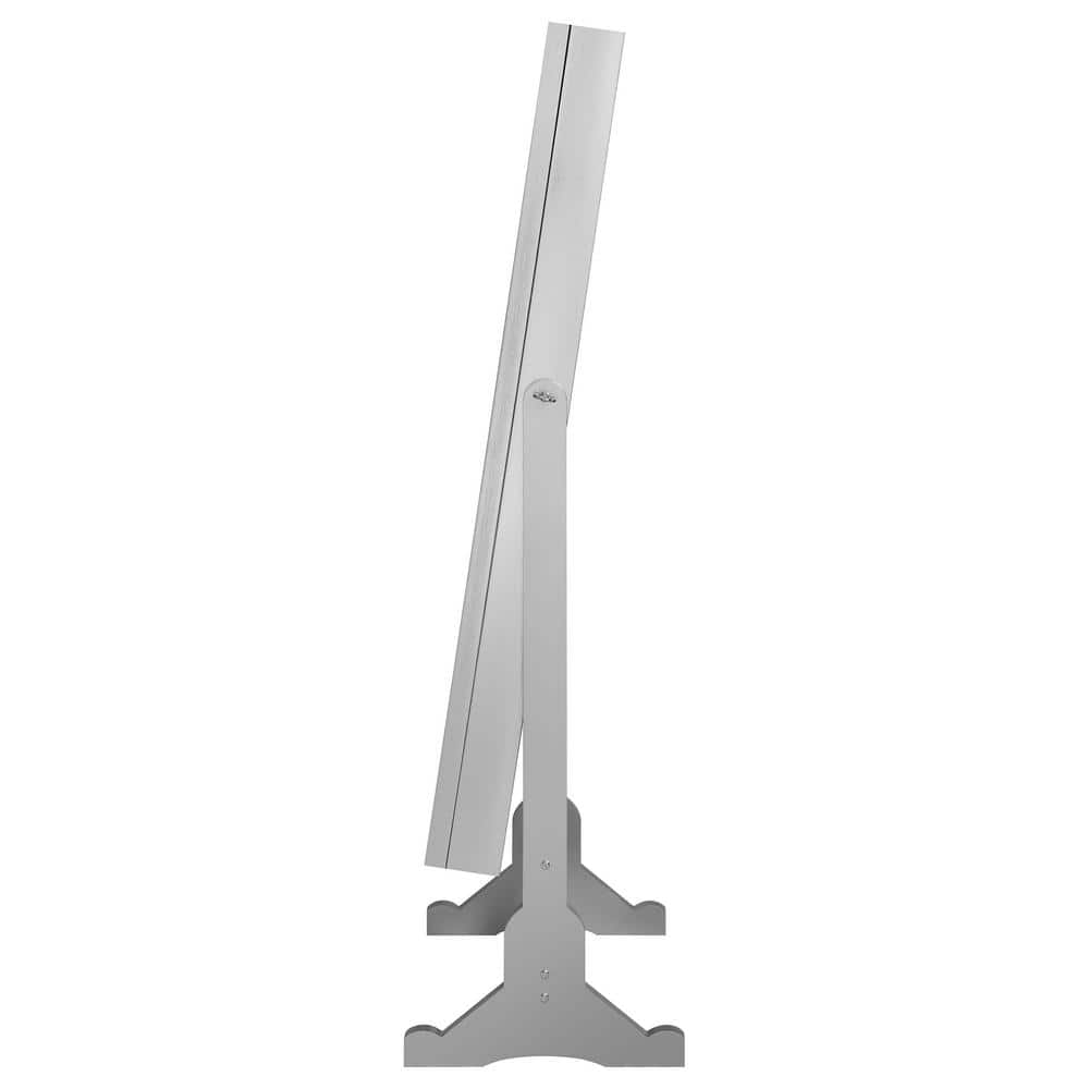 Contemporary Full-Length Freestanding Silver Wood Mirror