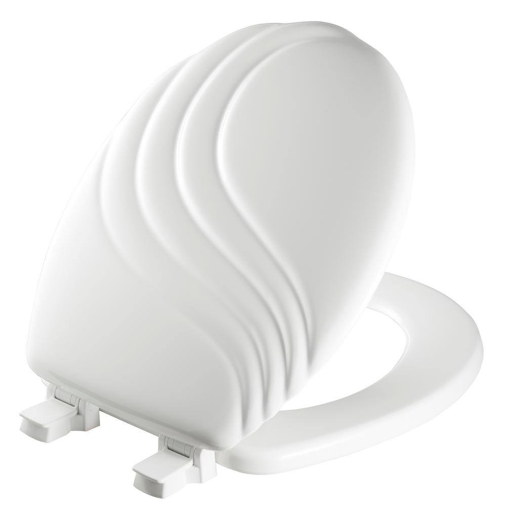 Mayfair Sculptured Swirl Round Enameled Wood Closed Front Toilet Seat in. White 4030789 The