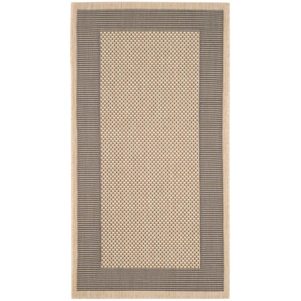 Elegant Grey and Cream Indoor/Outdoor Synthetic Area Rug, 2' x 3'7"
