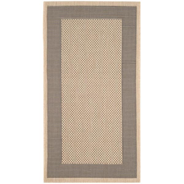 SAFAVIEH Courtyard Gray/Cream Doormat 3 ft. x 5 ft. Border Indoor/Outdoor Patio Area Rug