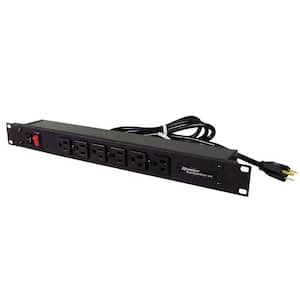 Wiremold 6-Outlet 15 Amp Rackmount Front Power Strip with Lighted On/Off Switch, 15 ft. Cord