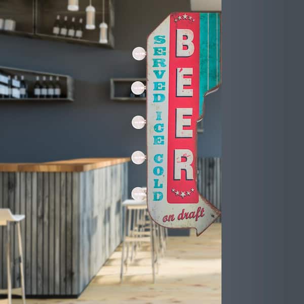 Craft Beer, Metal Double Sided Marquee LED Wall Sign, Garage  NEW Craft Beer Served Cold Metal and Wood LED Marquee Sign main image 1