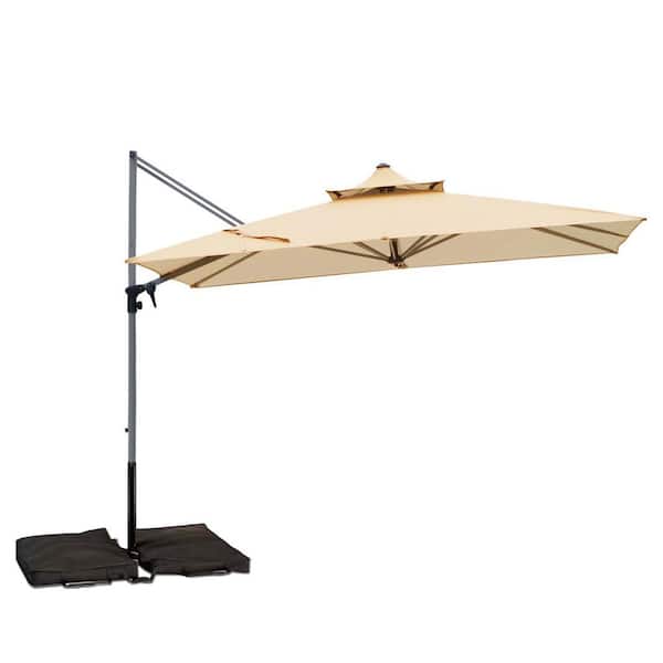 aluminum patio umbrella frame Kozyard 15 FT Double-Sided Rectangular Umbrella, Base Included, Crank Lift Outdoor Patio with UV Protection for Backyard, Pool & Garden Features 6 reinforced iron ribs for stability and durability Bailey Street Home-317-BEL-4610983-10 x 10