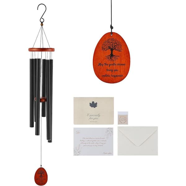 spca 41 in. Deep Tone Wind Chimes-Large 6-Tube Memorial Wind Chimes, Hand-Tuned Aluminum Tubes, Black