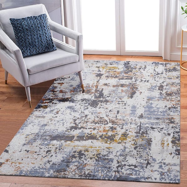 LOOM and LUXE Collection 7 ft. x 5 ft. Ivory plus Navy Non-Shedding Stylish and Stain Resistant Area Rug