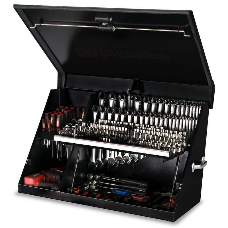 37 in. W x 18 in. D Portable Triangle Top Tool Chest for Sockets, Wrenches and Screwdrivers in Black Powder Coat