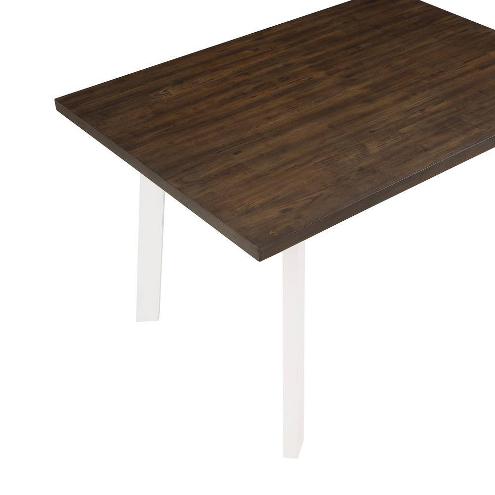 Rustic Brown and White Solid Wood 5-Piece Dining Set