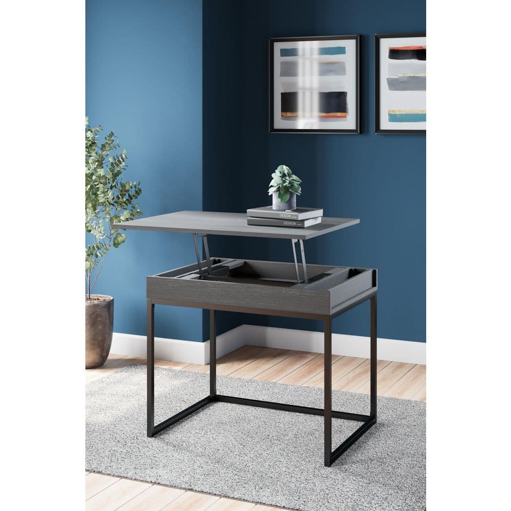 Sleek Black 36" Contemporary Home Office Desk with USB Port