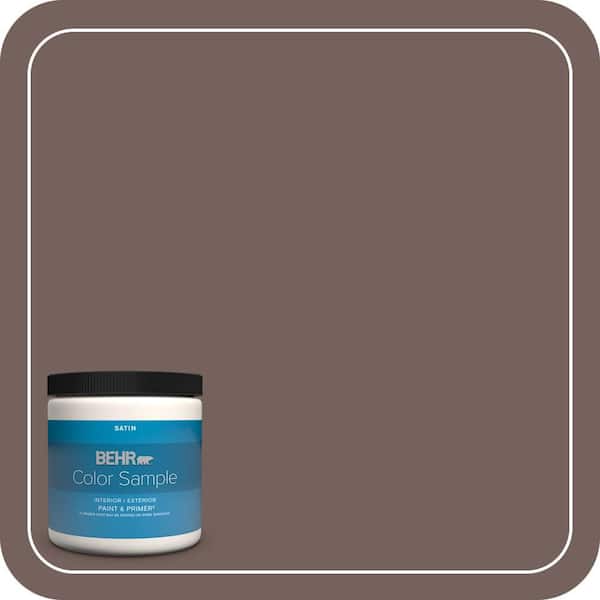 BEHR PREMIUM PLUS 8 oz. #730B-6 Sweet Truffle Satin Enamel Interior/Exterior Paint & Primer Color Sample