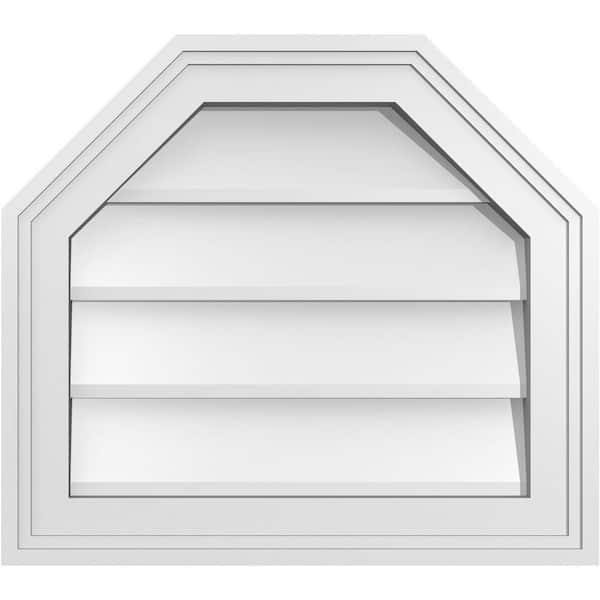 Ekena Millwork 18 in. x 16 in. Octagonal Top Surface Mount PVC Gable Vent: Decorative with Brickmould Frame