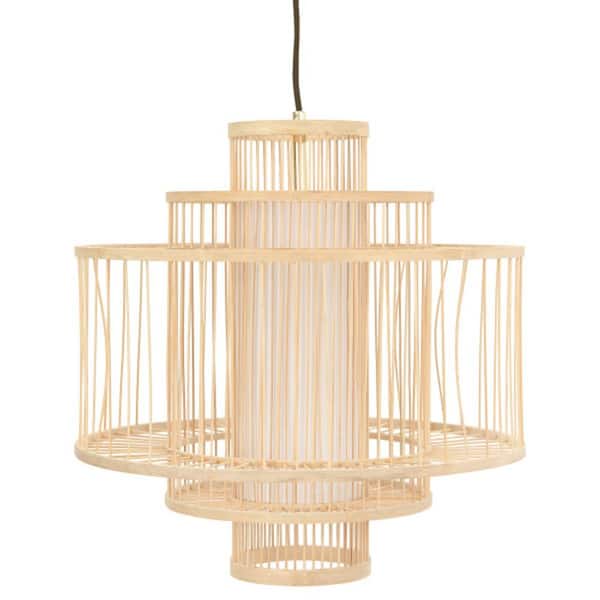 Storied Home 1-Light Boho Tiered Bamboo Chandelier with Natural Finish
