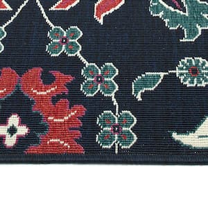 Bitki Collection Navy 2'2" x 7'10" Residential Indoor-Outdoor Runner