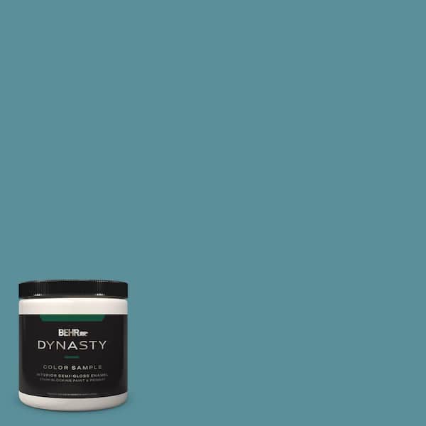 BEHR DYNASTY 8 oz. #HDC-AC-23A Cabana Blue One-Coat Hide Semi-Gloss Enamel Interior/Exterior Paint & Primer Sample