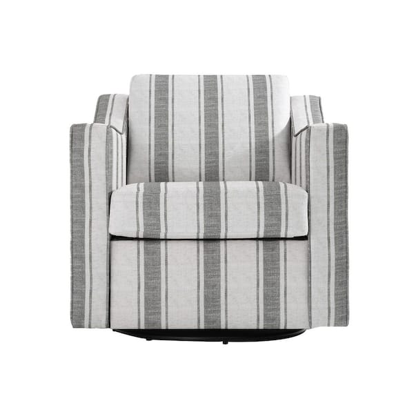 Uixe Gray Stripe Line Upholstered Swivel Accent Barrel Chair (Set