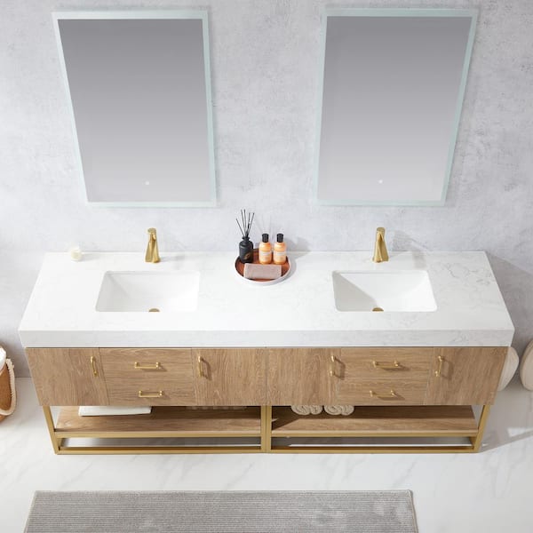 ROSWELL Alistair 84 in. W x 22 in. D x 34 in. H Double Sink Bath