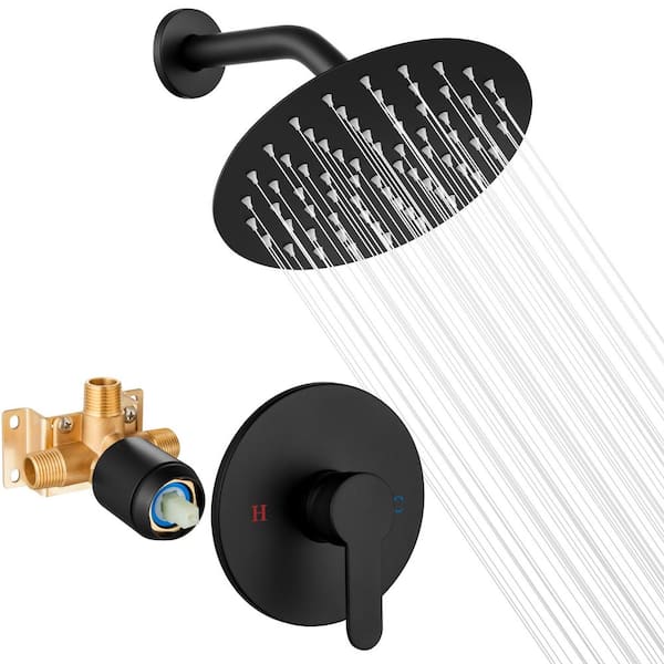 Unbranded Single Handle 1-Spray Shower Faucet 1.24 GPM with Male Threads Valve in Matte Black