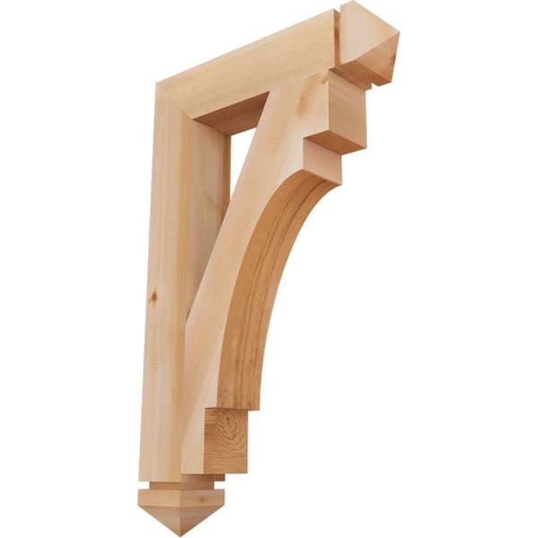 Ekena Millwork 3.5 in. x 32 in. x 20 in. Western Red Cedar Merced Arts and Crafts Smooth Bracket