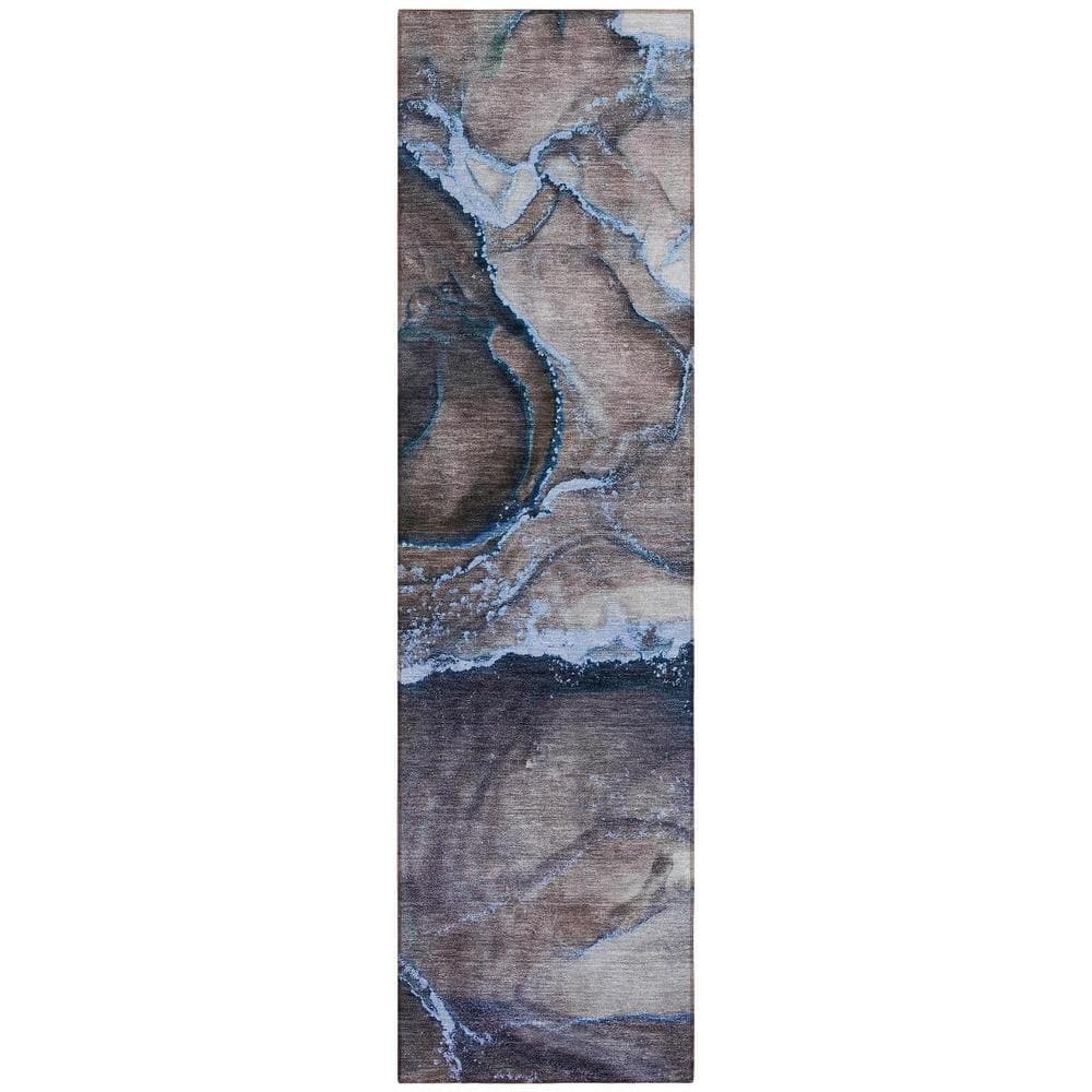 Navy Blue 2 ft. x 8 ft. Woven Abstract Polyester Runner Indoor/Outdoor Area Rug price history on PriceWatchPro
