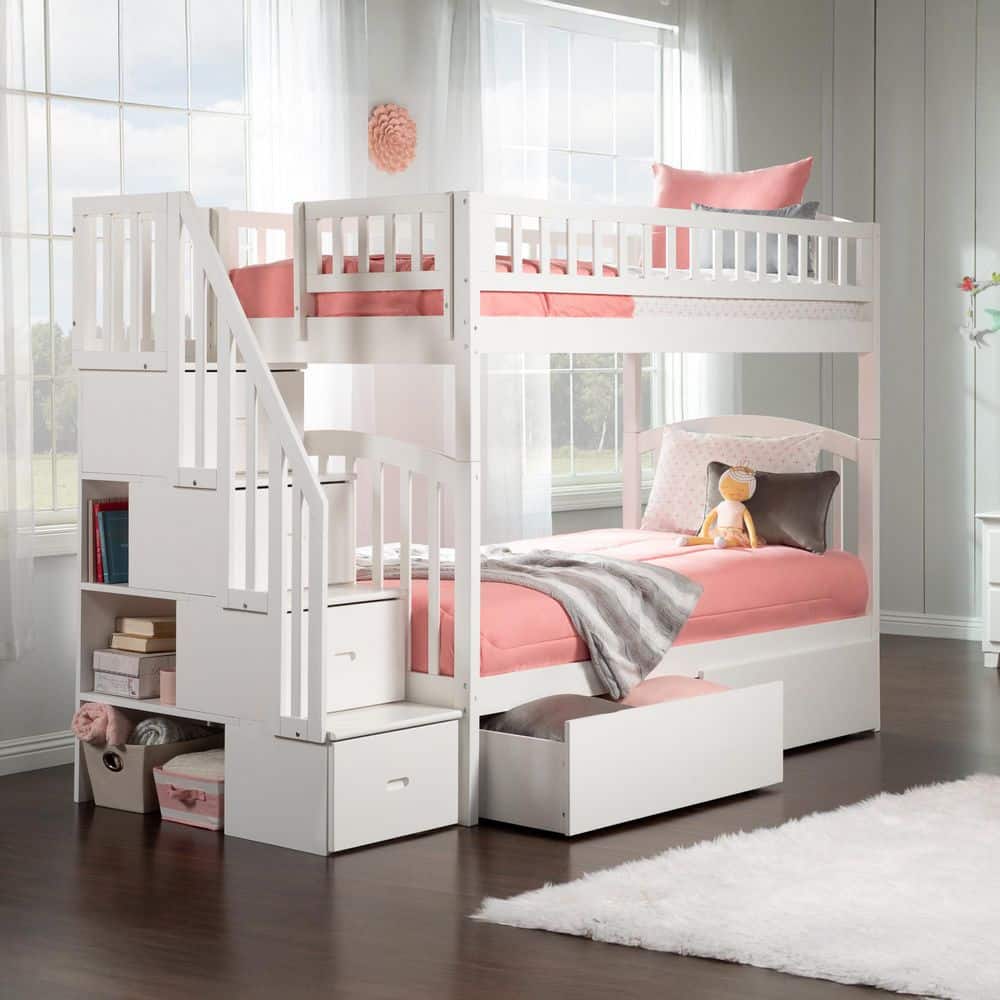 Westbrook White Twin Over Twin Staircase Bunk with 2-Urban Bed Drawers price history on PriceWatchPro