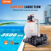 Sand Filter Pump 16 in. 3500 GPH 1 HP Swimming Pool Pump Filter Set with 6-Way Multi-Port Valve Strainer Basket for Pool