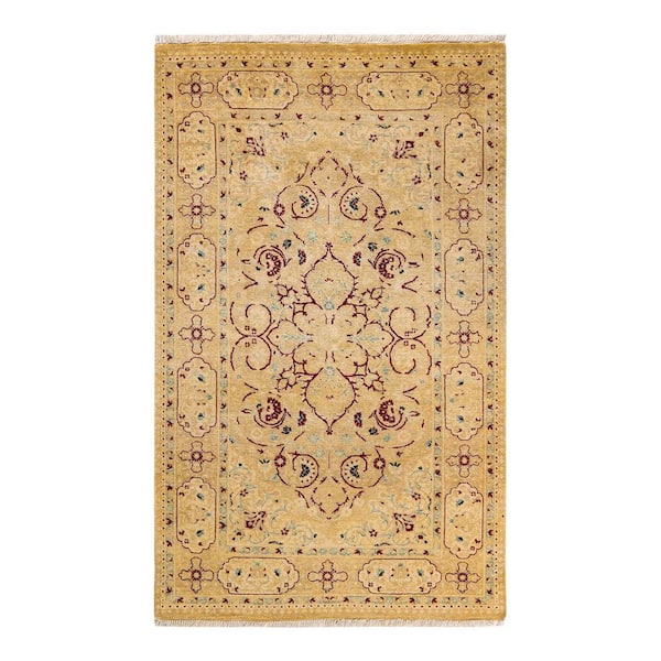 Solo Rugs One-of-a-Kind Traditional Yellow 3 ft. x 5 ft. Hand Knotted Oriental Area Rug