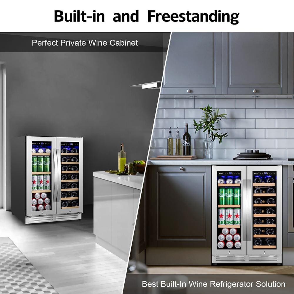 24-Inch Dual Zone Stainless Steel Wine and Beverage Refrigerator