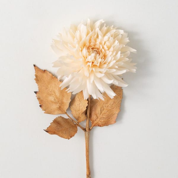 SULLIVANS 27.5 in. Blossoming Cream Artificial Dahlia Stem