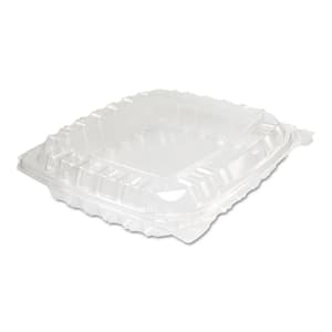 ClearSeal Hinged-Lid Plastic Containers, 8.31 x 8.31 x 2, Clear (250-Pack)