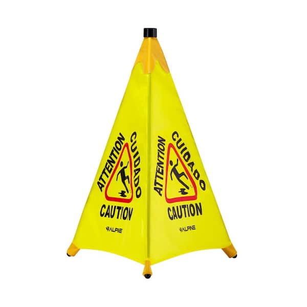 30 in. Yellow Multi-Lingual Pop-Up Caution Wet Floor Sign (3-Pack)