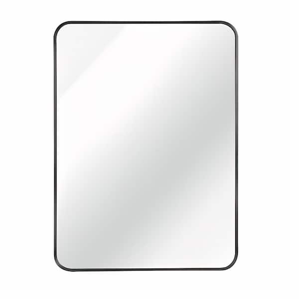 HR 24 in. W x 36 in. H Rectangular Aluminum Alloy Framed Black Wall Vanity Mirror
