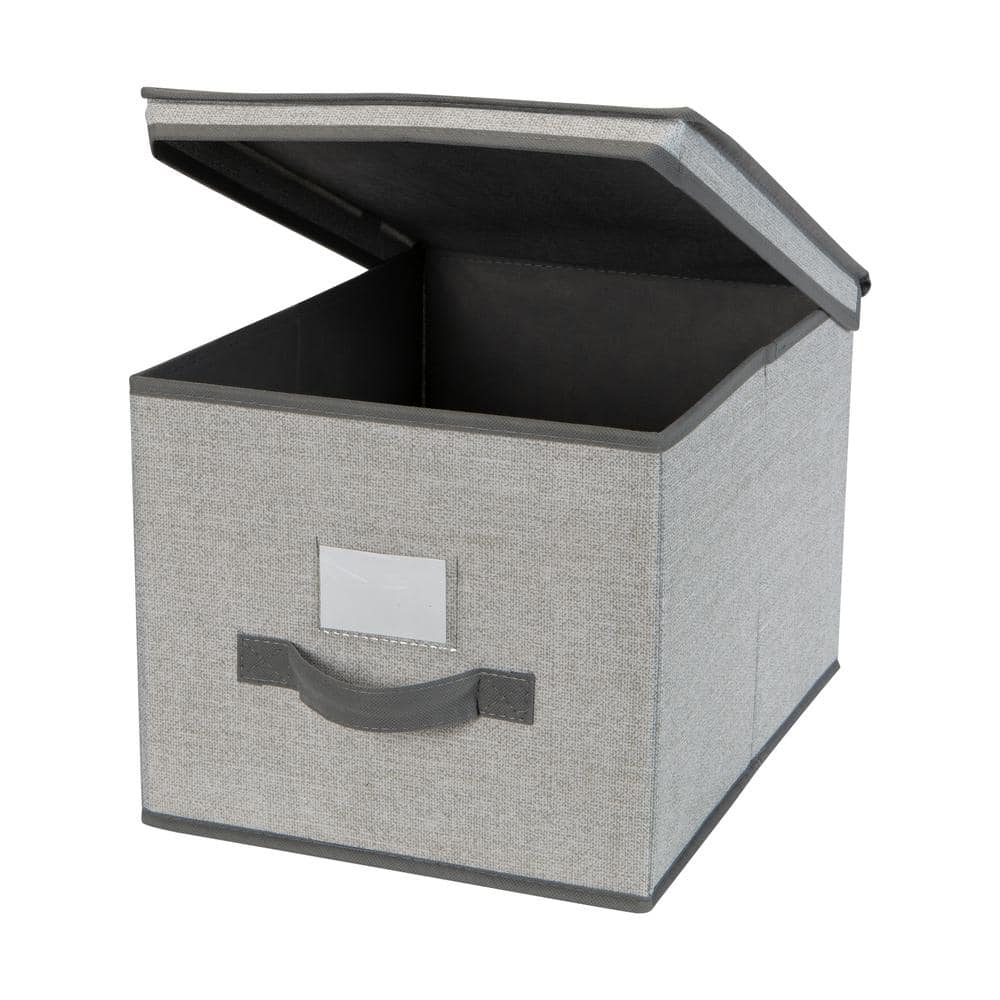 Large Gray Foldable Polypropylene Storage Bin with Lid