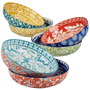 Panache 38.34 fl. oz. Multi-Colored Porcelain Soup Bowls (Set of 6)