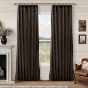 Black Linen Pinch Pleated 40 in. W x 96 in. L Back Tab Blackout