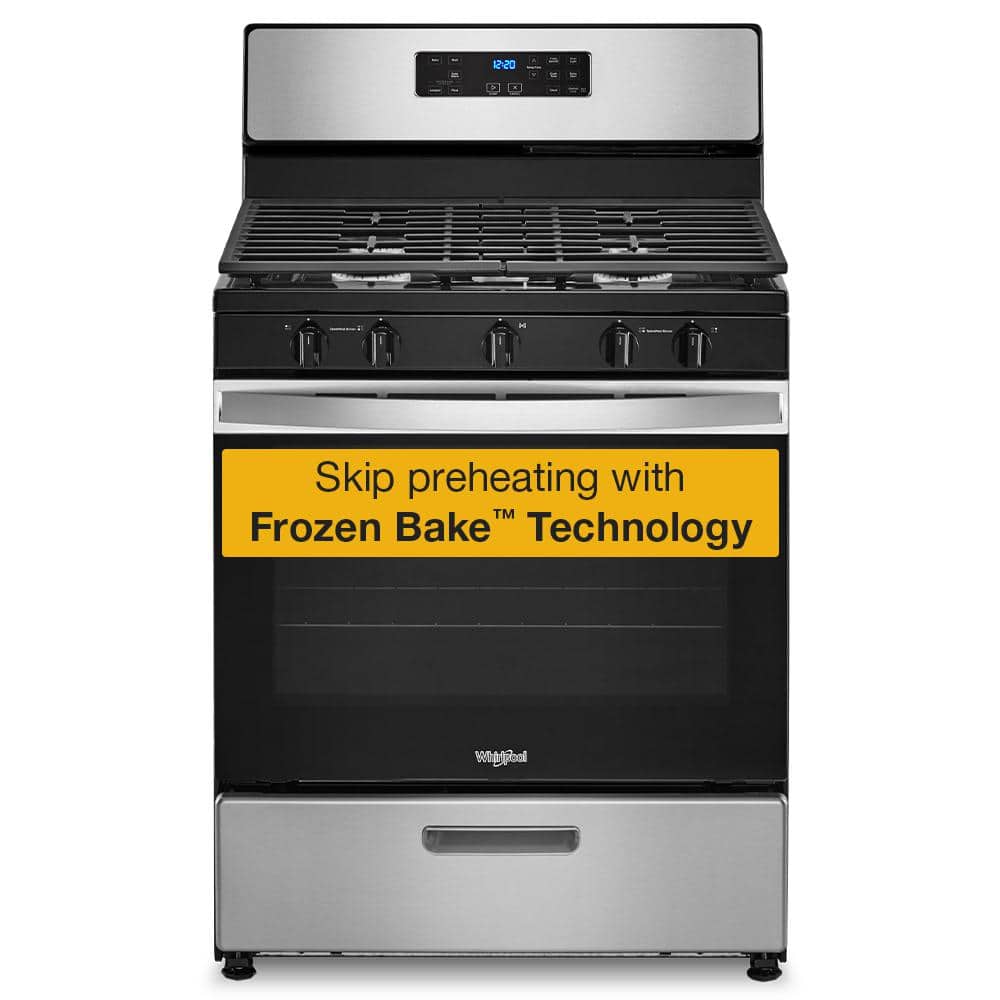Whirlpool 30" Stainless Steel Freestanding Gas Range with 5 Burners